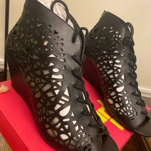 Black Gladiator Wedge Shoes